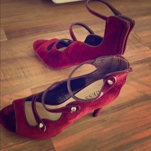 Velvet red heels